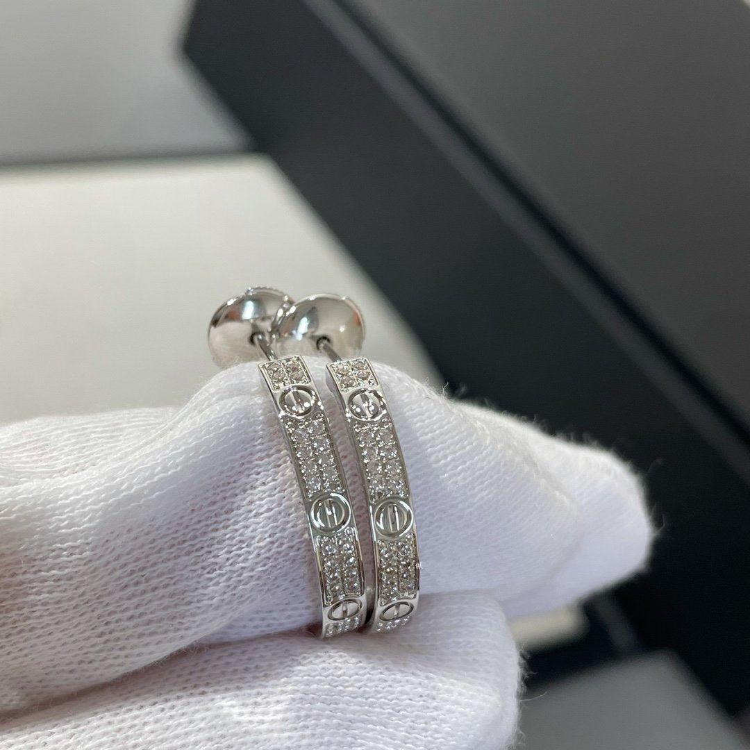 [Kismet Jewels ]LOVE DIAMOND SILVER HOOP EARRINGS
