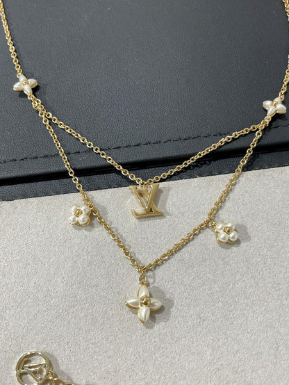 [Kismet Jewels ]FLOWERGRAM GOLD MOP DOUBLE ROW NECKLACE