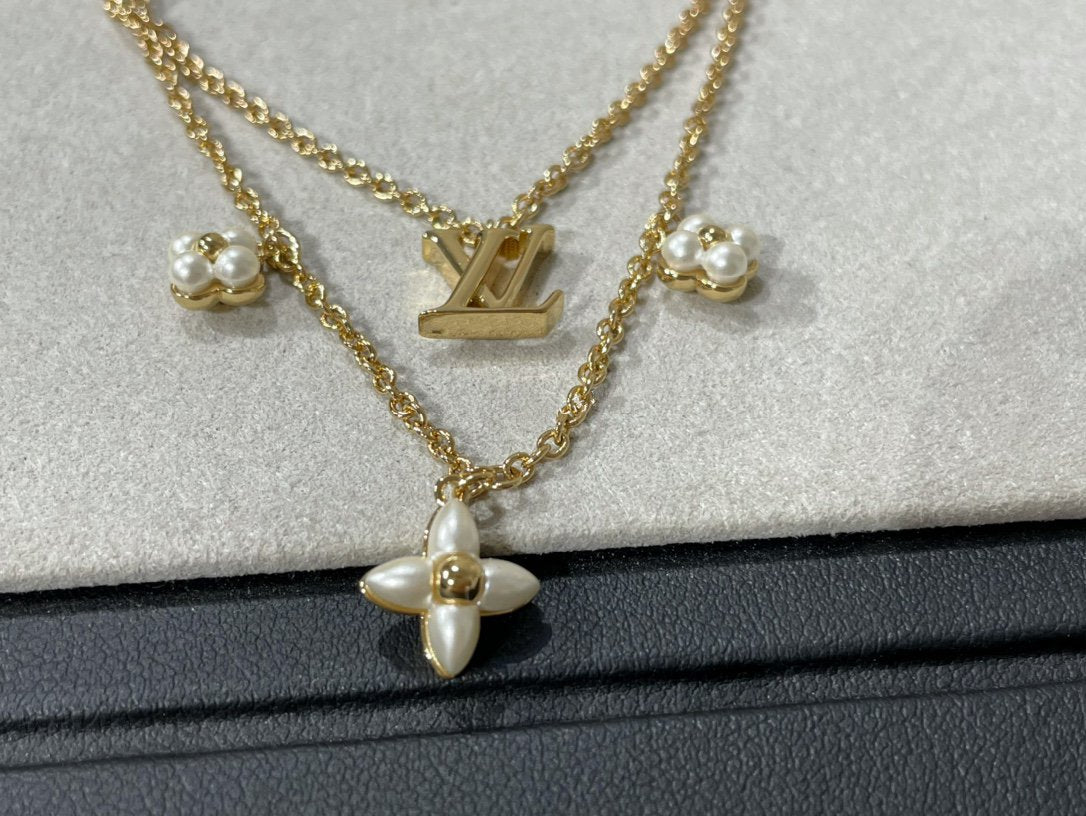 [Kismet Jewels ]FLOWERGRAM GOLD MOP DOUBLE ROW NECKLACE