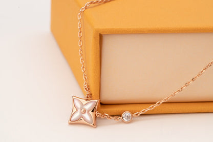 [Kismet Jewels ]STAR PINK MOP 1 DIAMOND PINK GOLD NECKLACE