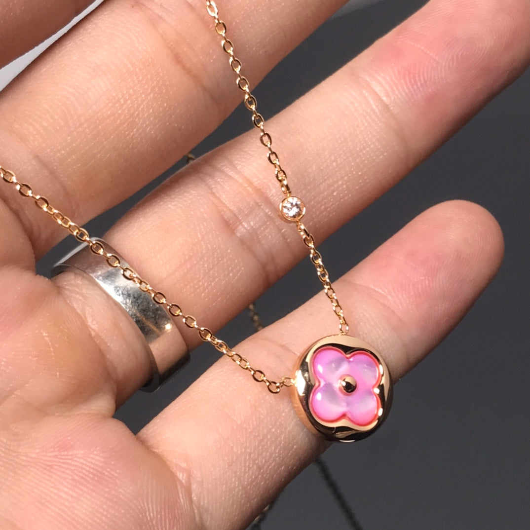 [Kismet Jewels ]COLOR BLOSSOM PINK MOP SUN GOLD NECKLACE