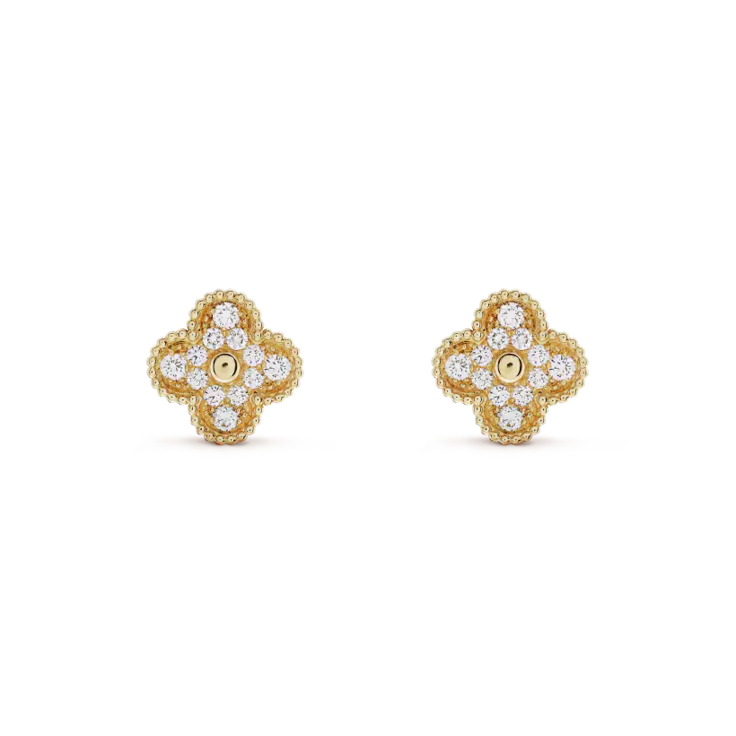 [Kismet Jewels ]CLOVER MEDIUM 1 MOTIFS FUll DIAMOND EARRINGS