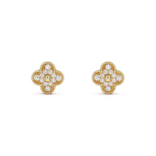 [Kismet Jewels ]CLOVER MEDIUM 1 MOTIFS FUll DIAMOND EARRINGS