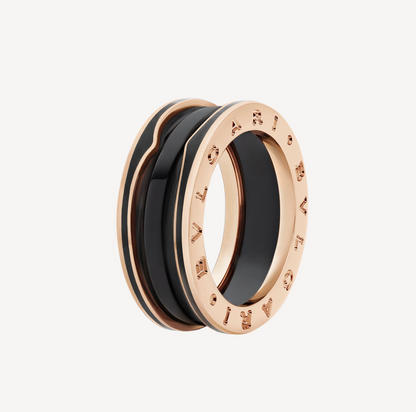 [Kismet Jewels ]ZERO 1 TWO-BAND WITH MATTE BLACK CERAMIC PINK GOLD RING