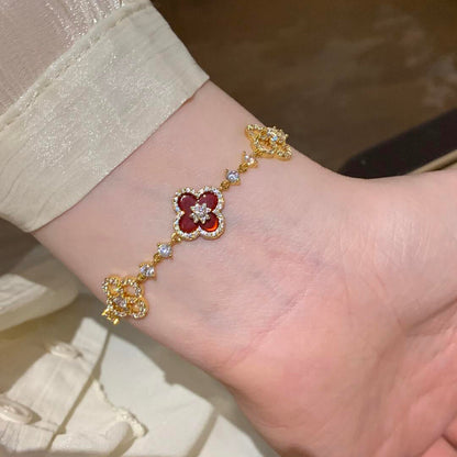 [Kismet Jewels ]CLOVER 5 MOTIF PINK BLUE RED WHITE BRACELET