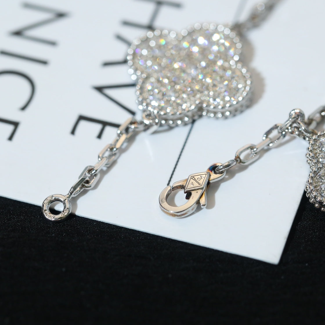 [Kismet Jewels ]CLOVER BRACELET 5 MOTIF SILVER DIAMOND PAVED