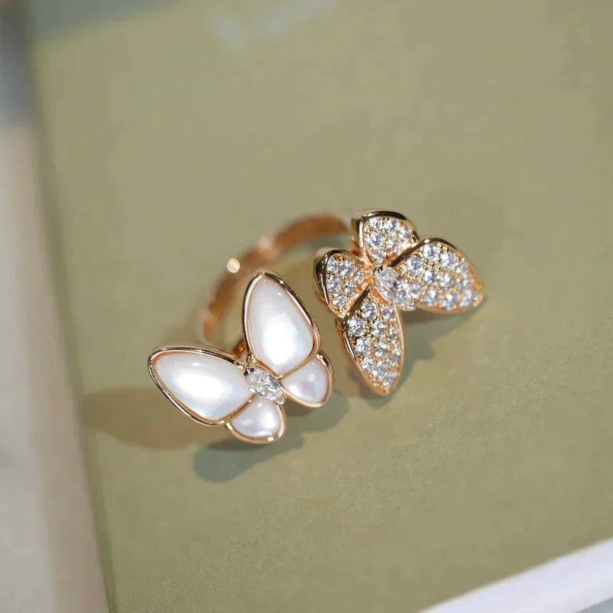 [Kismet Jewels ]TWIN BUTTERFLY DIAMOND MOP RING