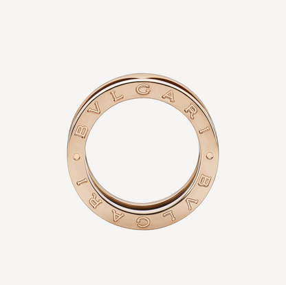 [Kismet Jewels ]ZERO 1 TWO-BAND LOOPS AND BLACK CERAMIC PINK GOLD RING