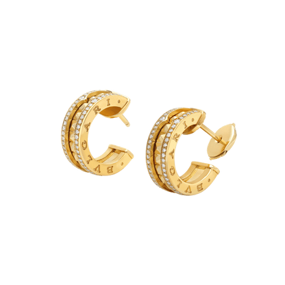 [Kismet Jewels ]ZERO 1 ROCK GOLD EARRINGS WITH STUDDED SPIRAL AND PAVED DIAMONDS