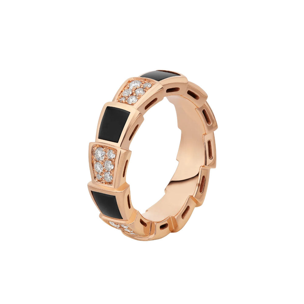 [Kismet Jewels ]SERPENTI RING PINK GOLD BLACK MOP DIAMOND PAVED 4MM