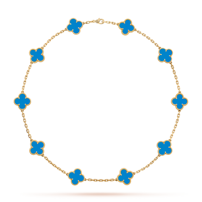 [Kismet Jewels ]CLOVER 10 MOTIFS BLUE AGATE NECKLACE