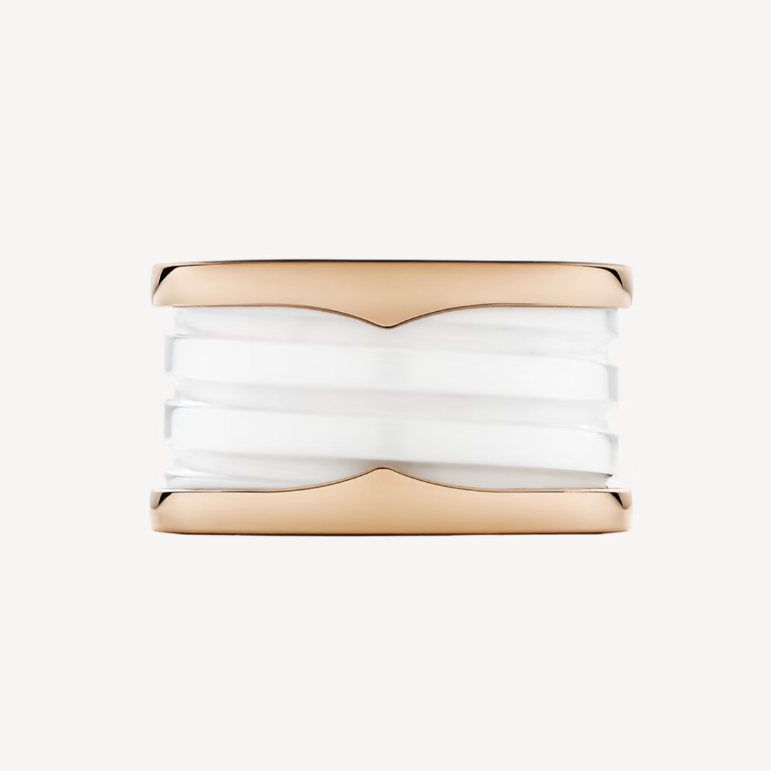 [Kismet Jewels ]ZERO 1 FOUR-BAND LOOPS AND WHITE CERAMIC SPIRAL PINK GOLD RING