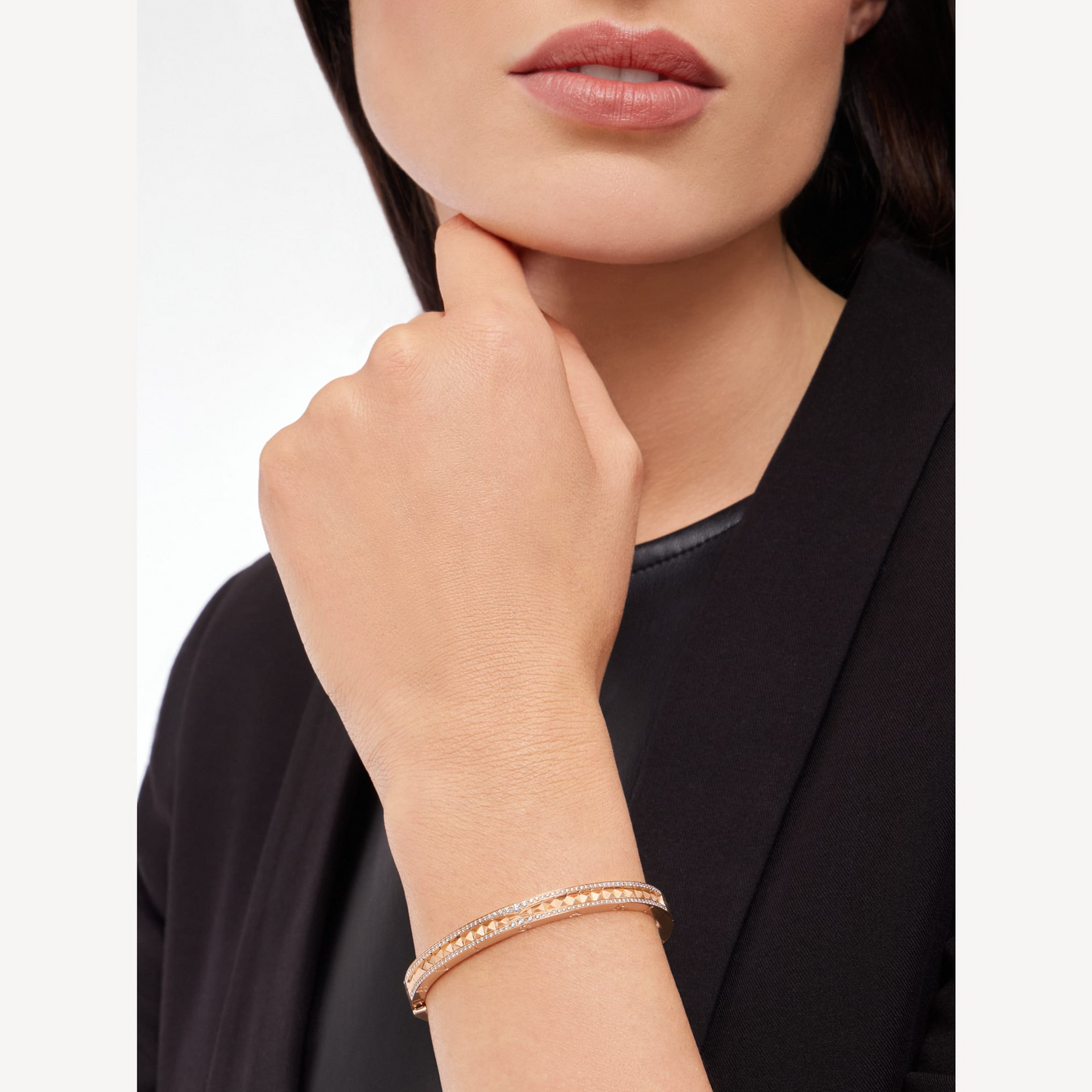 [Kismet Jewels ]ZERO 1 SPIRAL AND PAVED DIAMOND PINK GOLD BRACELET