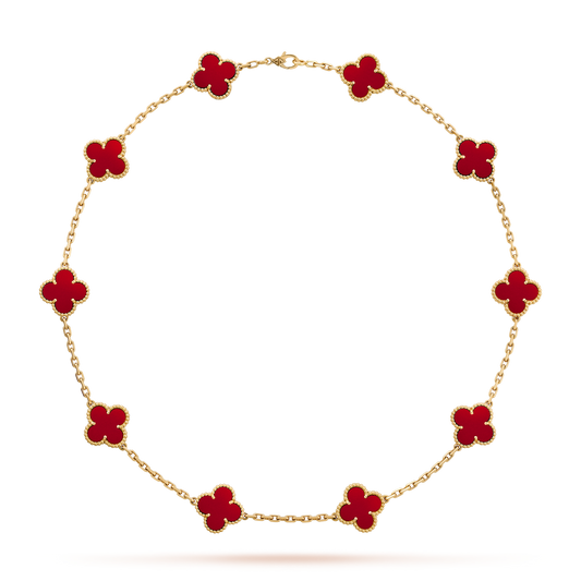 [Kismet Jewels ]CLOVER 10 MOTIFS CARNELIAN NECKLACE
