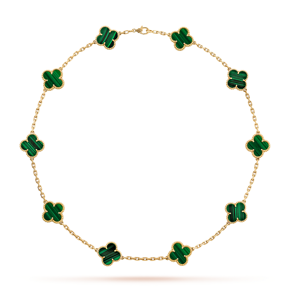 [Kismet Jewels ]CLOVER 10 MOTIFS MALACHITE NECKLACE