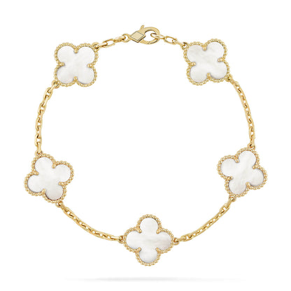 [Kismet Jewels ]CLOVER  5 MOTIF WHITE MOP BRACELET