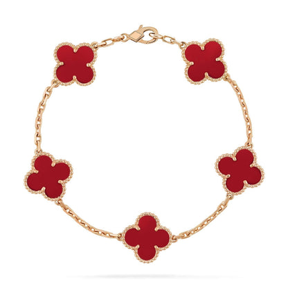[Kismet Jewels ]CLOVER 5 MOTIFS RED AGATE  BRACELET