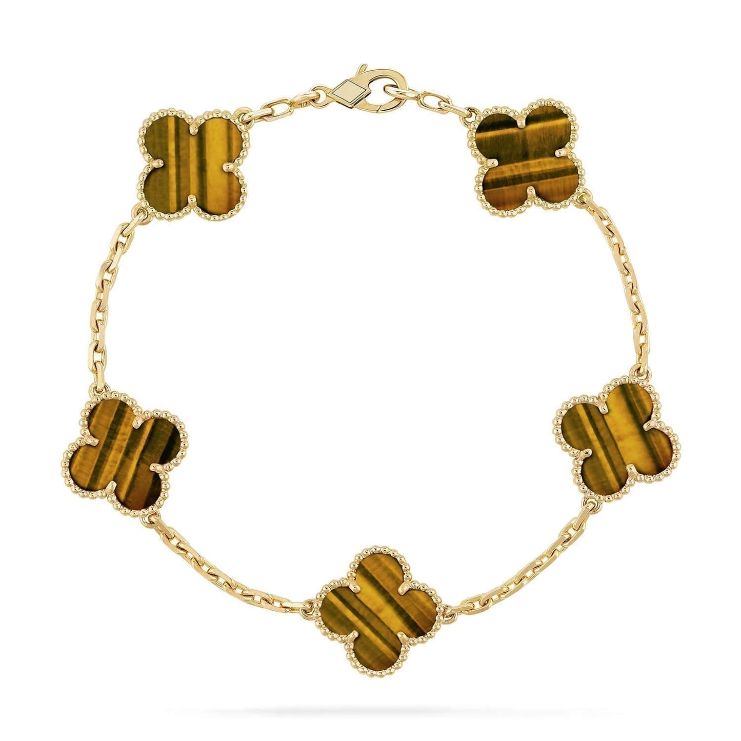 [Kismet Jewels ]CLOVER  5 MOTIFS TIGER EYE BRACELET