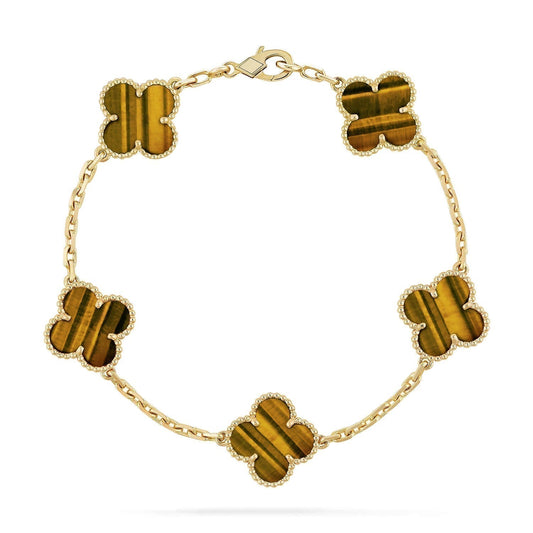 [Kismet Jewels ]CLOVER  5 MOTIFS TIGER EYE BRACELET