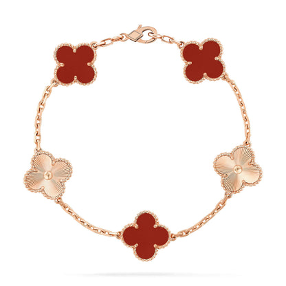 [Kismet Jewels ]CLOVER  5 MOTIFS CARNELIAN GOLD BRACELET