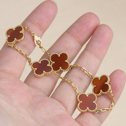[Kismet Jewels ]CLOVER 5 MOTIFS RED AGATE  BRACELET