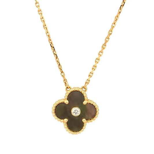 [Kismet Jewels ]CLOVER 15MM DIAMOND AND MOTHER-OF-GREY NECKLACE