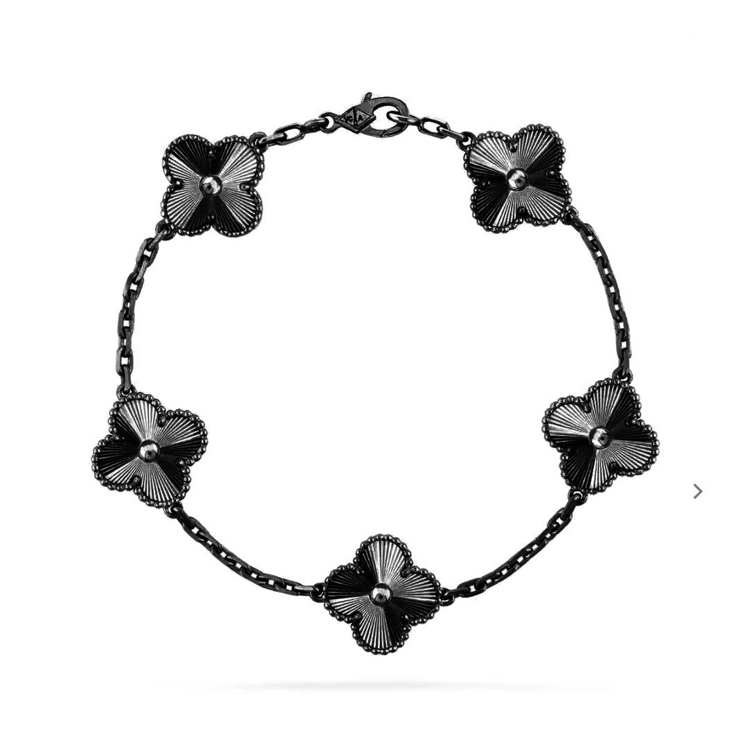 [Kismet Jewels ]CLOVER 5 MOTIF BLACK BRACELET