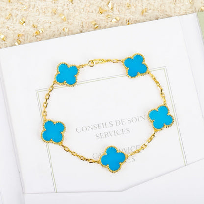 [Kismet Jewels ]CLOVER 5 MOTIFS TURQUOISE BRACELET
