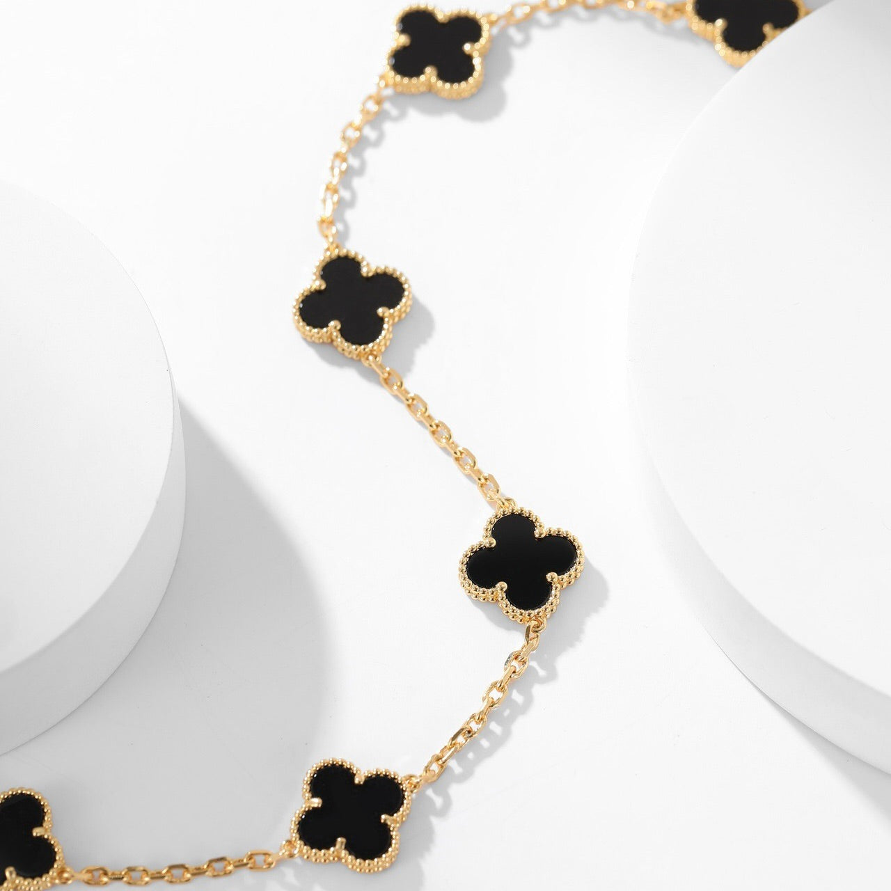 [Kismet Jewels ]CLOVER 10 MOTIFS ONYX NECKLACE