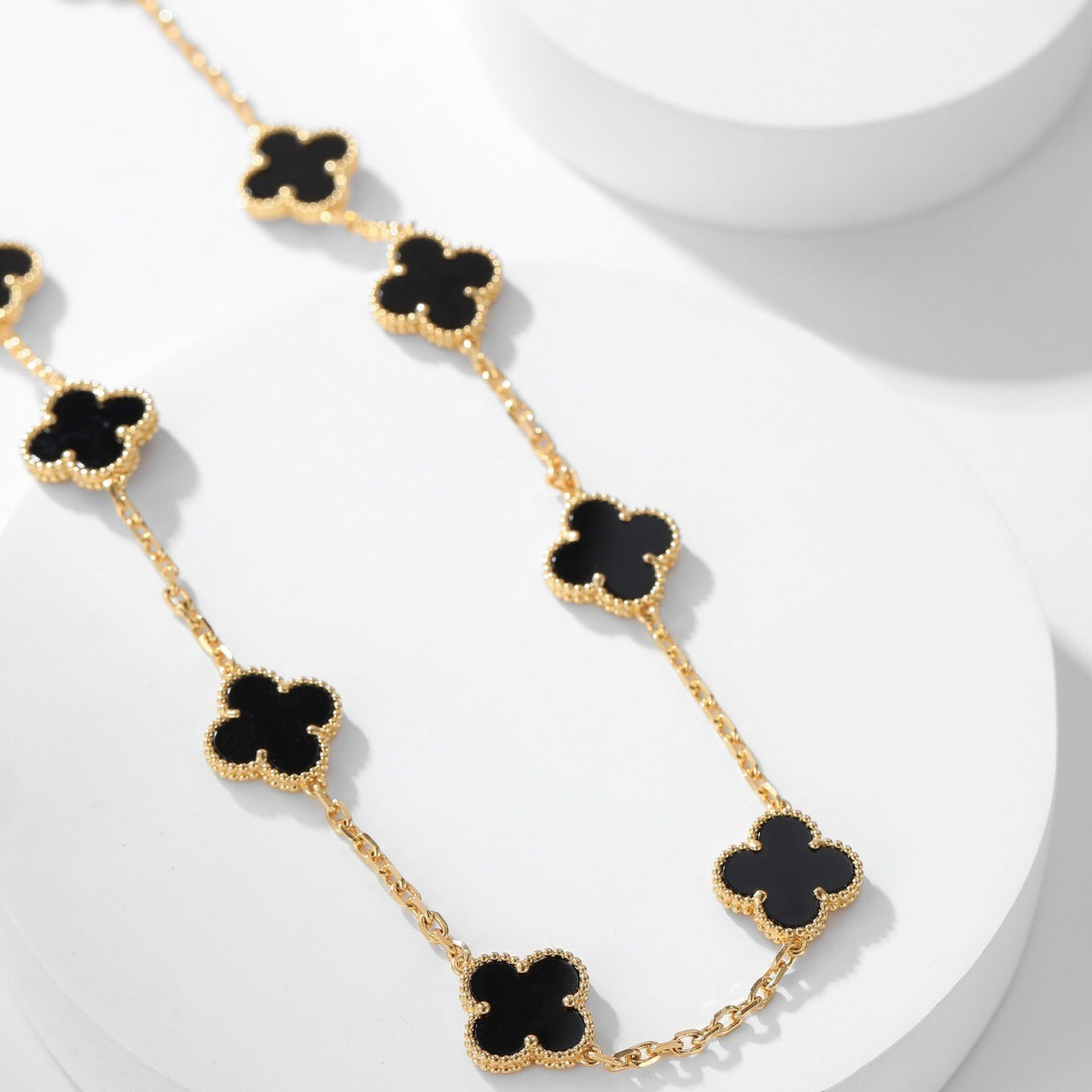 [Kismet Jewels ]CLOVER 10 MOTIFS ONYX NECKLACE