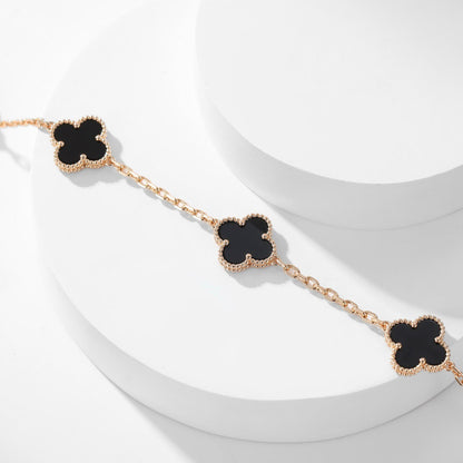 [Kismet Jewels ]CLOVER 10 MOTIFS ONYX NECKLACE