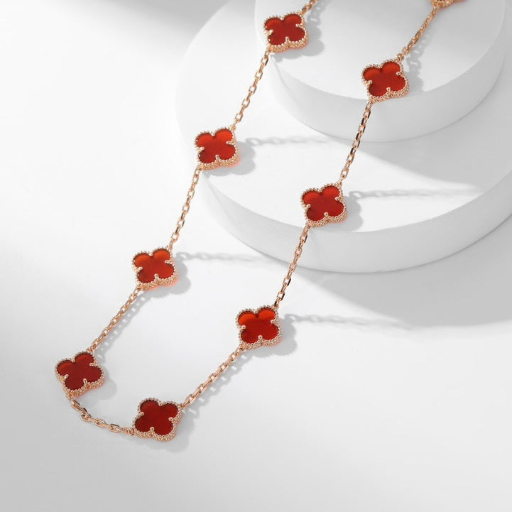 [Kismet Jewels ]CLOVER 10 MOTIFS CARNELIAN NECKLACE
