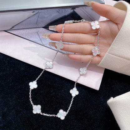 [Kismet Jewels ]CLOVER 10 MOTIFS WHITE MOTHER OF PEARL NECKLACE