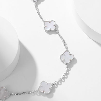 [Kismet Jewels ]CLOVER 10 MOTIFS WHITE MOTHER OF PEARL NECKLACE