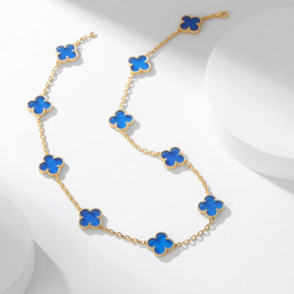 [Kismet Jewels ]CLOVER 10 MOTIFS BLUE AGATE NECKLACE