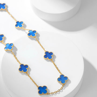 [Kismet Jewels ]CLOVER 10 MOTIFS BLUE AGATE NECKLACE