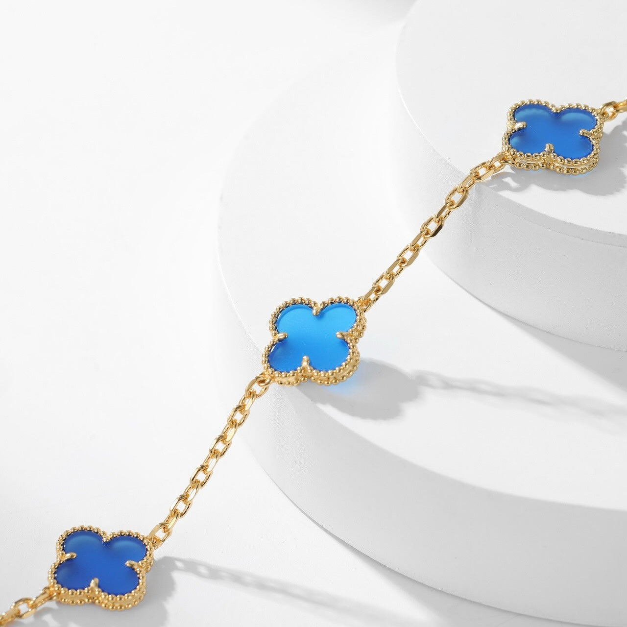 [Kismet Jewels ]CLOVER 10 MOTIFS BLUE AGATE NECKLACE