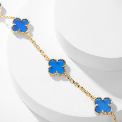 [Kismet Jewels ]CLOVER 10 MOTIFS BLUE AGATE NECKLACE