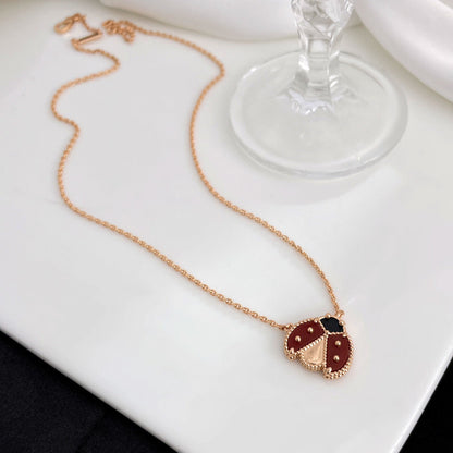[Kismet Jewels ]LUCKY  CARNELIANS LADYBUG NECKLACE