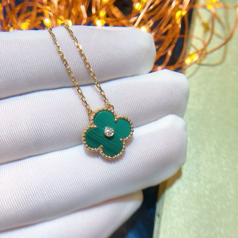 [Kismet Jewels ]CLOVER 15MM DIAMOND TURQUOISE NECKLACE