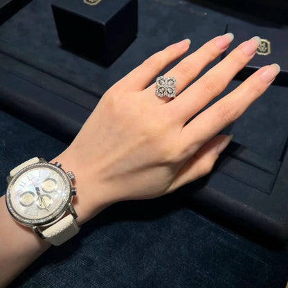 [Kismet Jewels ]LOOP RING FULL MOTIF DIAMOND 16MM SILVE