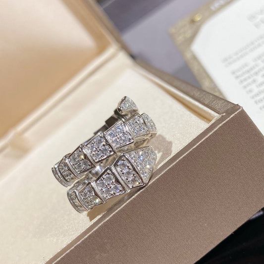 [Kismet Jewels ]SERPENTI DOUBLE RING SILVER DIAMOND PAVED