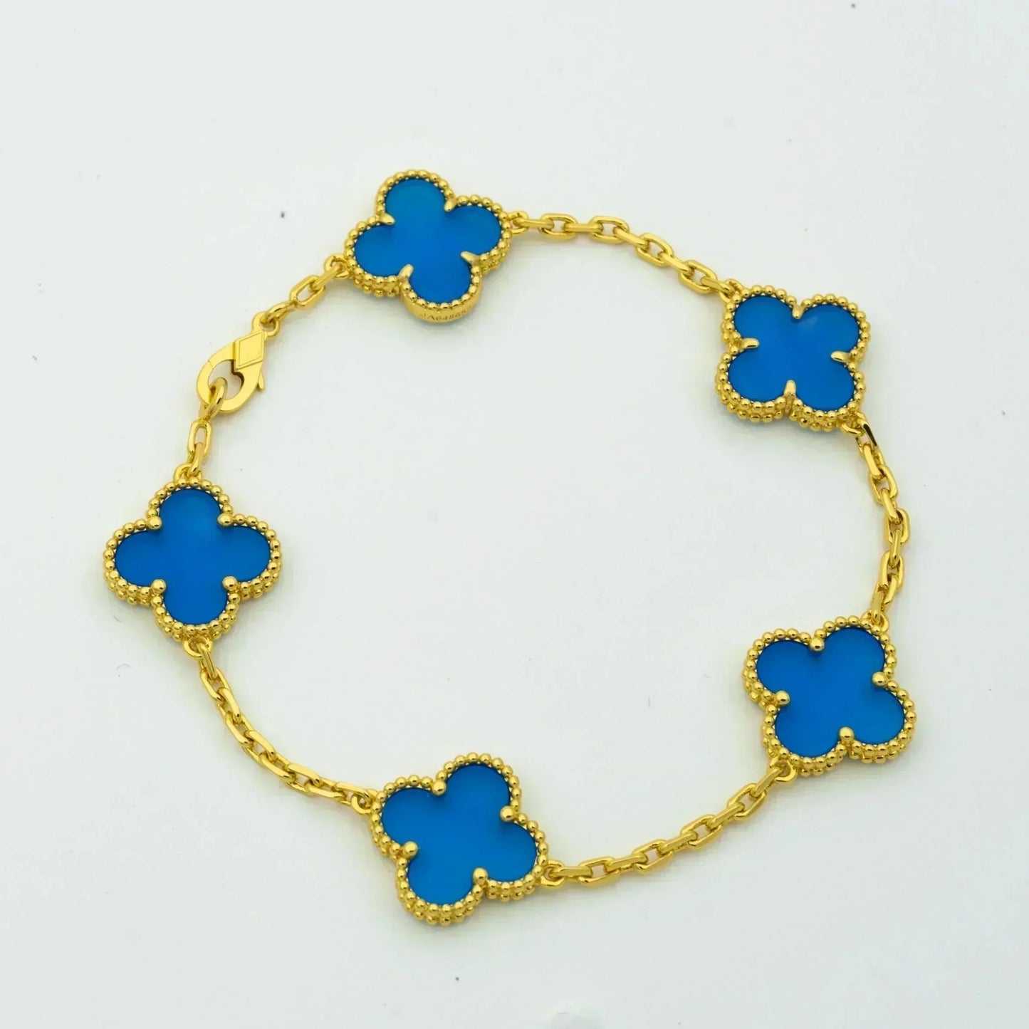 [Kismet Jewels ]CLOVER 5 MOTIFS BLUE AGATE BRACELET
