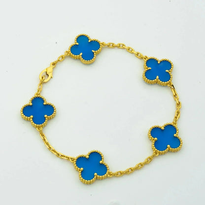 [Kismet Jewels ]CLOVER 5 MOTIFS BLUE AGATE BRACELET