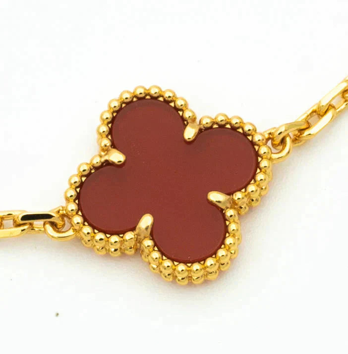 [Kismet Jewels ]CLOVER  5 MOTIFS CARNELIAN GOLD BRACELET