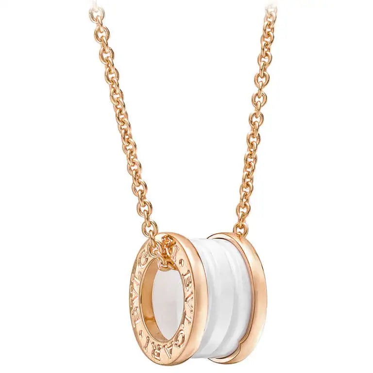 [Kismet Jewels ]ZERO 1 WHITE CERAMIC PINK GOLD DIAMOND NECKLACE