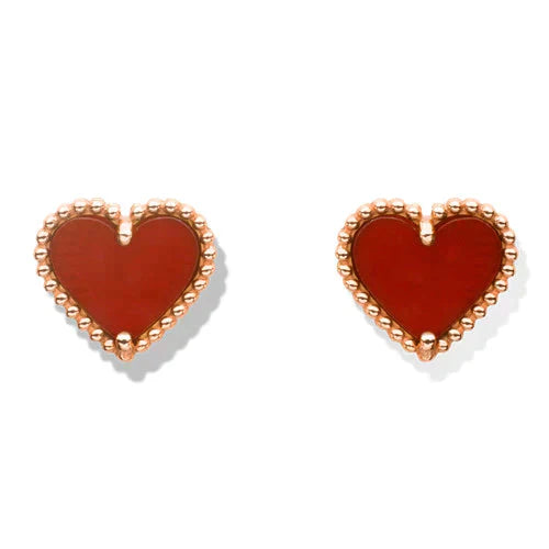[Kismet Jewels ]HEART CARNELIAN STUD EARRINGS
