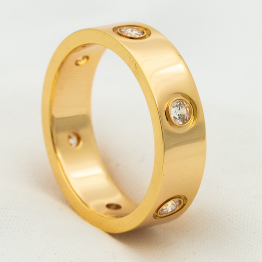 [Kismet Jewels ]LOVE RING 5.5MM 6 DIAMONDS PINK GOLD