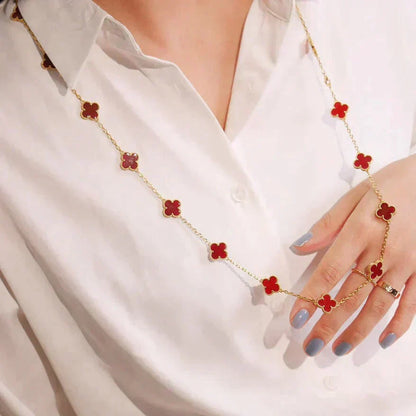 [Kismet Jewels ]CLOVER 20 MOTIFS CARNELIAN NECKLACE