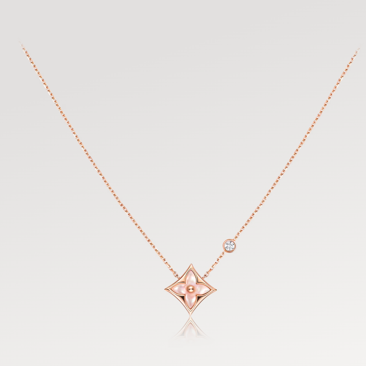 [Kismet Jewels ]STAR PINK MOP 1 DIAMOND PINK GOLD NECKLACE